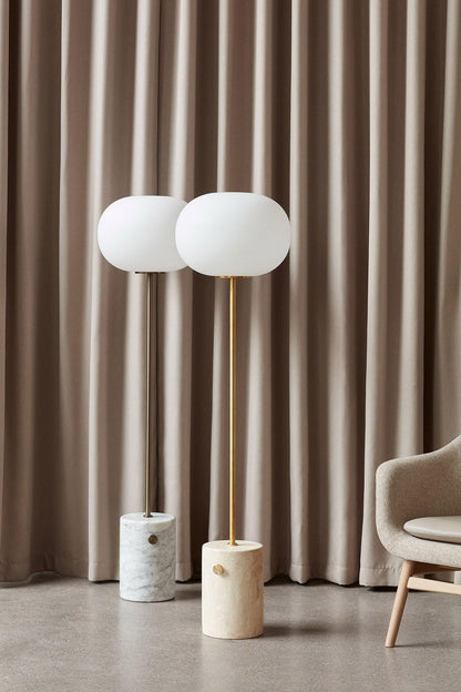 Modern Brass Floor Lamp with Opal Glass Shade for Living Room Lighting 6