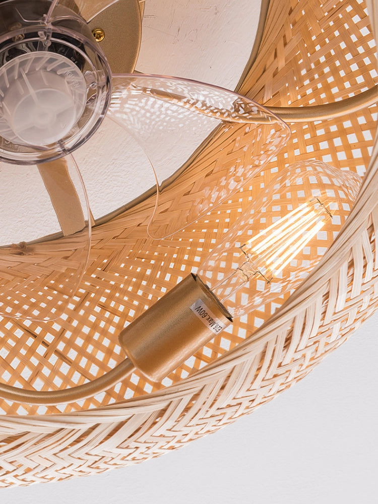 Modern Ceiling Fan with Light - Elegant Bamboo Design for Indoor Spaces 3