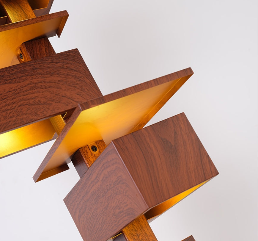 Modern Faux Wood Grain Floor Lamp with Integrated LED for Living Room Decor 8