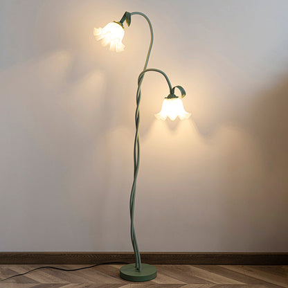 Modern Floor Lamp with Calla Flower Design and Green Matte Finish for Living Room 0