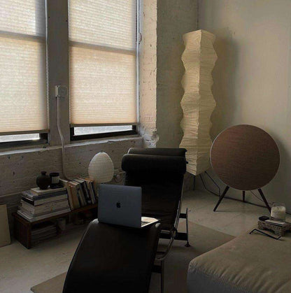 Modern Floor Lamp with Mulberry Paper Shade for Living Room and Indoor Use