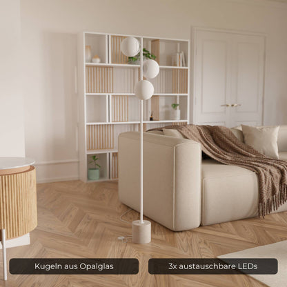 Modern Floor Lamp with Travertine Base for Living Room Elegance