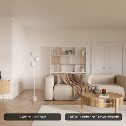 Modern Floor Lamp with Travertine Base for Living Room Elegance