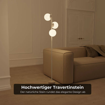Modern Floor Lamp with Travertine Base for Living Room Elegance