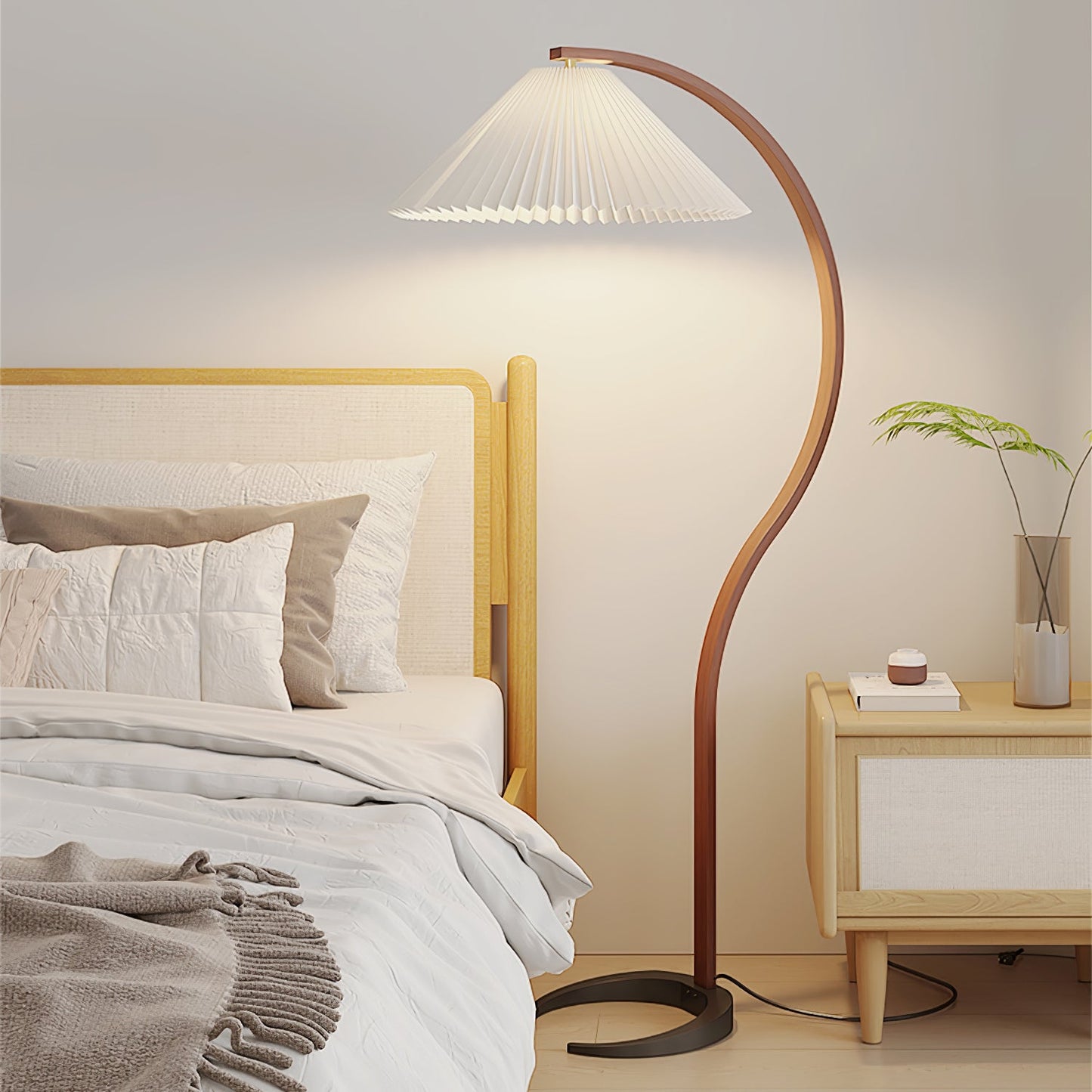 Modern Floor Lamp with Wooden and Metal Design