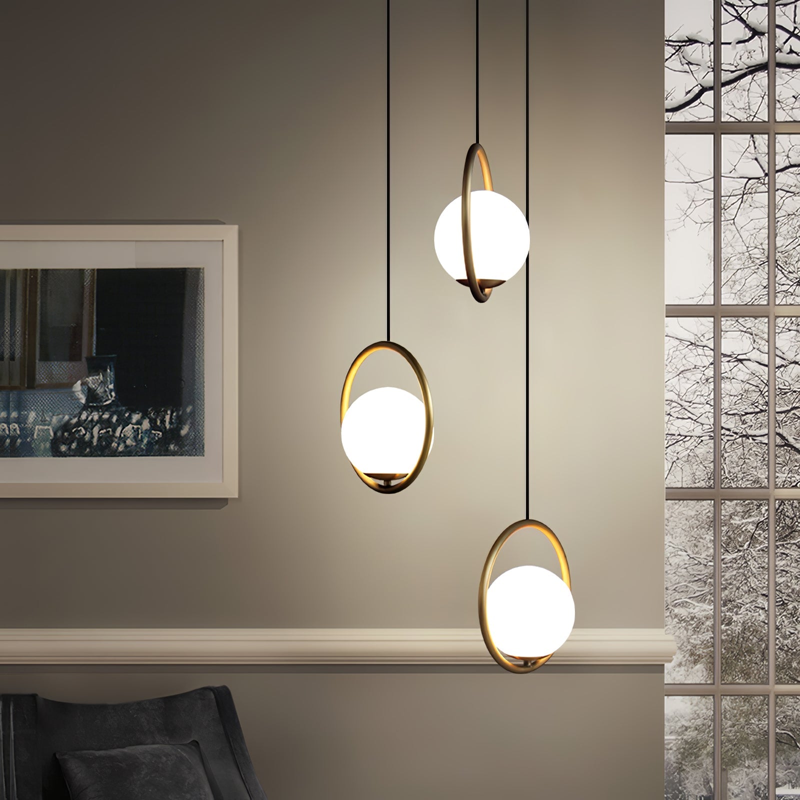 Modern Glass Pendant Lamp - Elegant Brass Ceiling Light Fixture for Stylish Interiors 3