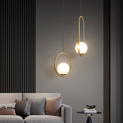 Modern Glass Pendant Lamp - Elegant Brass Ceiling Light Fixture for Stylish Interiors 6
