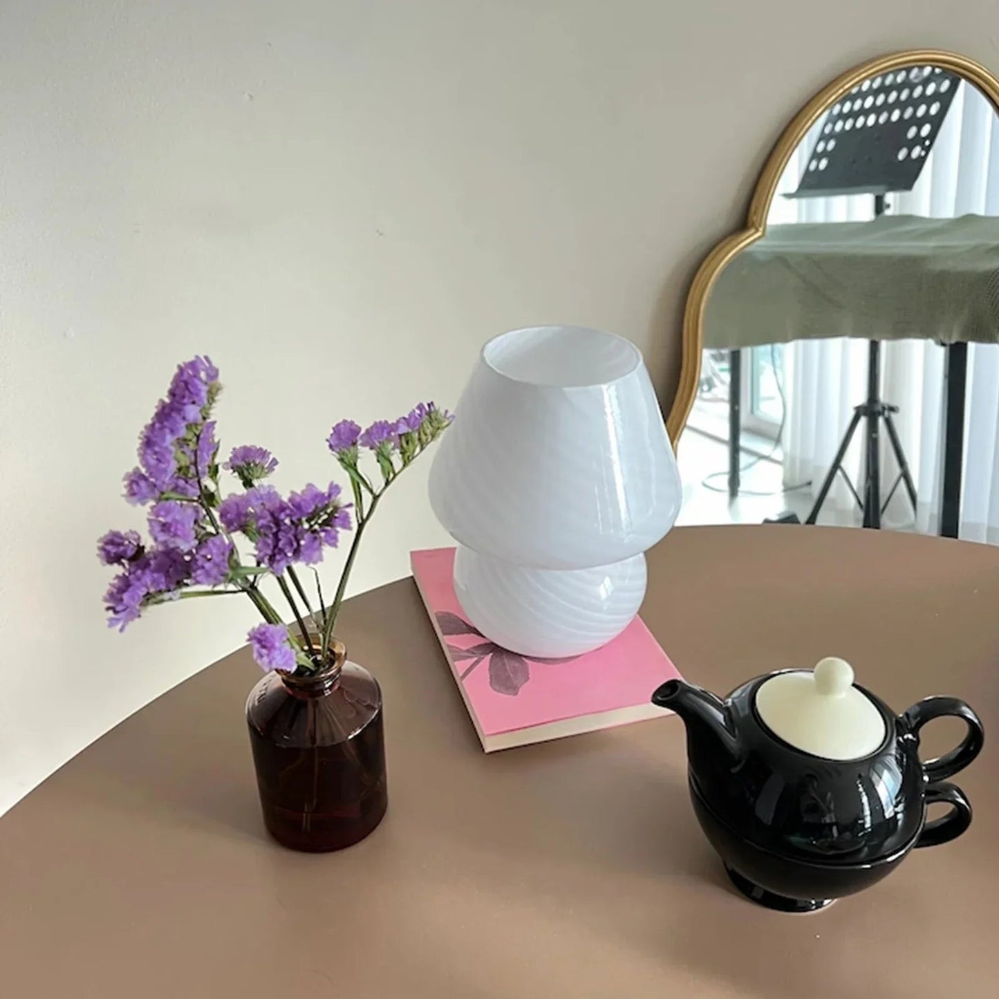 Modern Glass Table Lamp with Adjustable Arm for Desk or Bedside Use 3