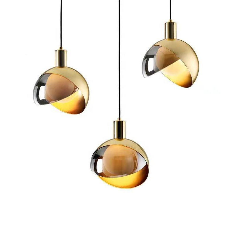 Modern Gold Glass Pendant Light - Adjustable Kitchen Pendant Lighting 0
