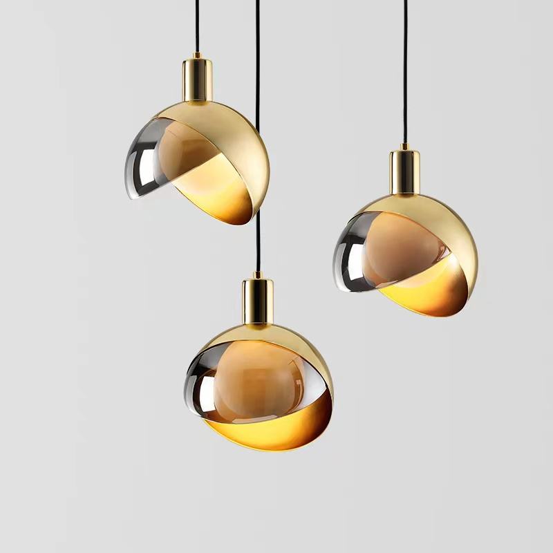 Modern Gold Glass Pendant Light - Adjustable Kitchen Pendant Lighting 5