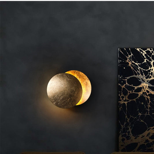 Modern Rotating LED Wall Sconce Light with Gold Discs for Home Decor 1