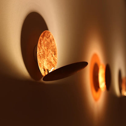 Modern Rotating LED Wall Sconce Light with Gold Discs for Home Decor 2