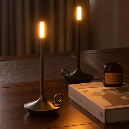 Wick LED Candle Table Lamp with Touch Control & USB Rechargeable Design