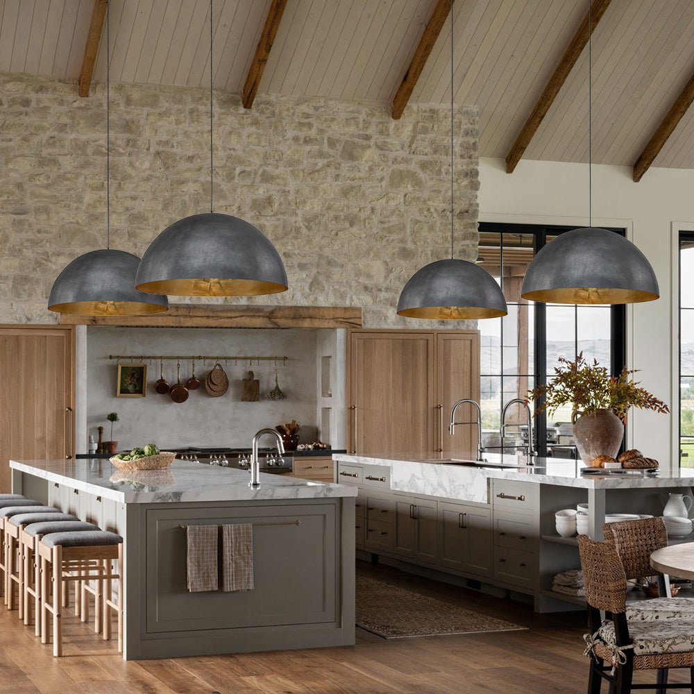 Oversized Metal Dome Pendant Light - Adjustable Kitchen Pendant Lighting 17