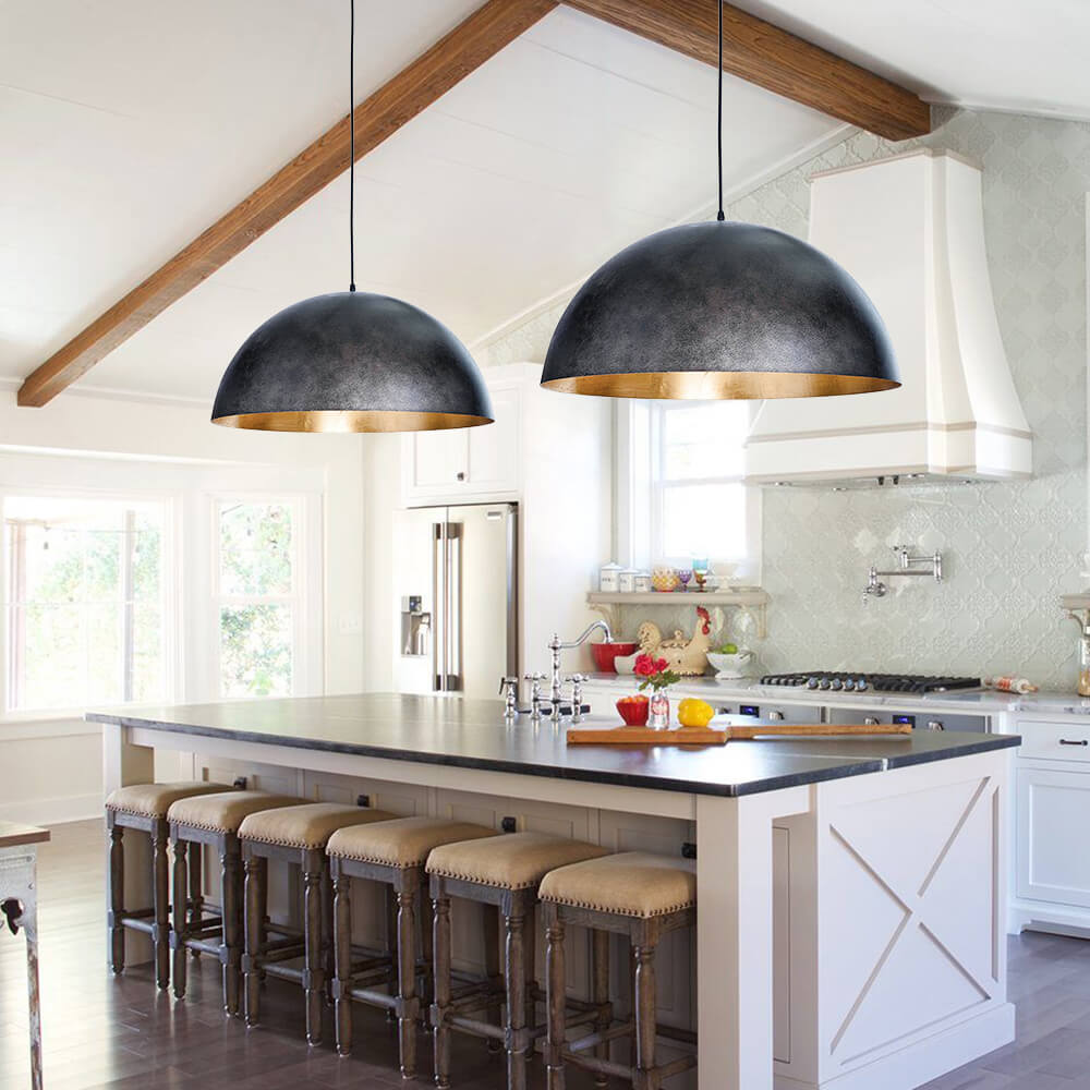 Oversized Metal Dome Pendant Light - Adjustable Kitchen Pendant Lighting 2