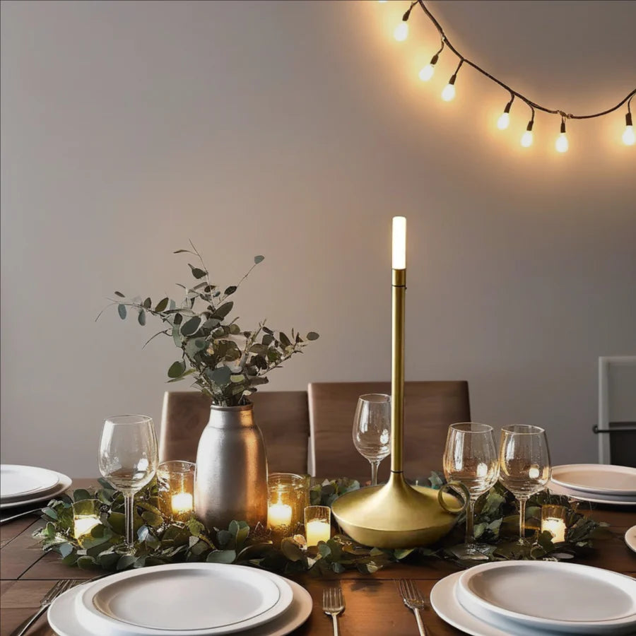 Wick LED Candle Table Lamp with Touch Control & USB Rechargeable Design