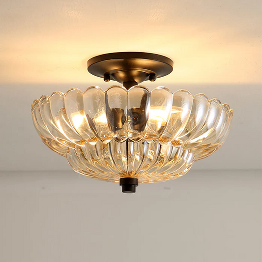 Vintage Amber Glass Semi-Flush Ceiling Light for Elegant Home Décor 0