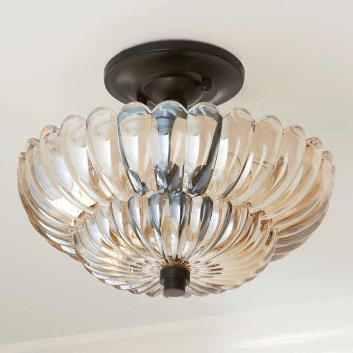 Vintage Amber Glass Semi-Flush Ceiling Light for Elegant Home Décor 4