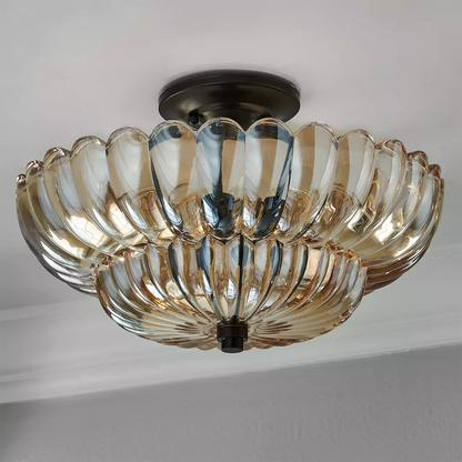 Vintage Amber Glass Semi-Flush Ceiling Light for Elegant Home Décor 5