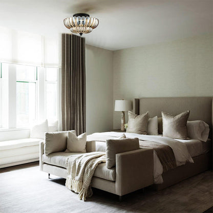Vintage Amber Glass Semi-Flush Ceiling Light for Elegant Home Décor 6