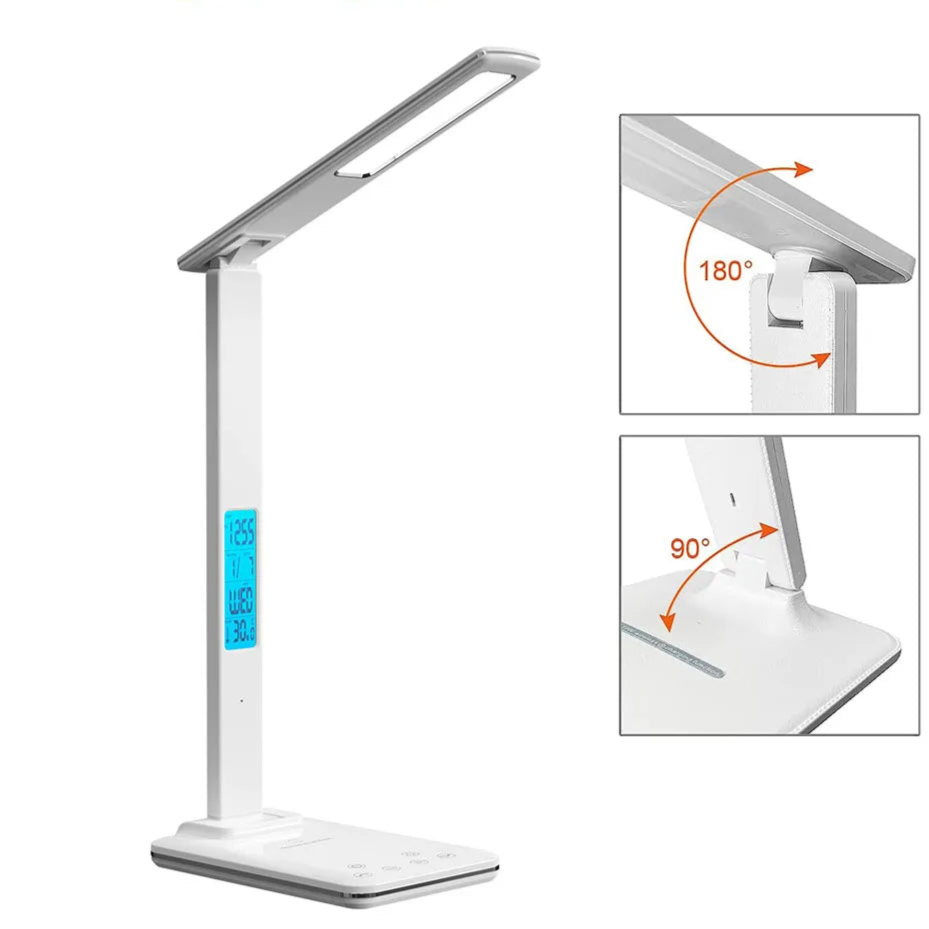 Wireless Charging LED Desk Lamp with Digital Clock for Eye Protection and Study 2
