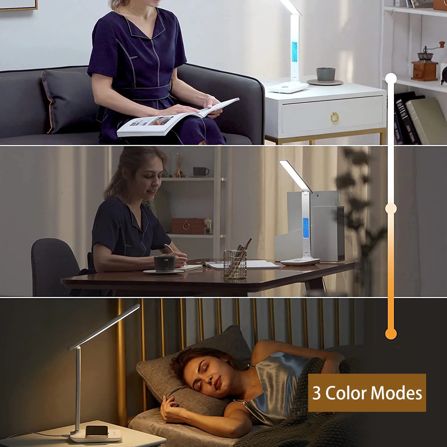 Wireless Charging LED Desk Lamp with Digital Clock for Eye Protection and Study 3