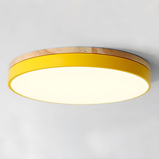 Wooden Round Flush Mount Ceiling Light with LED for Home Décor and Illumination 0