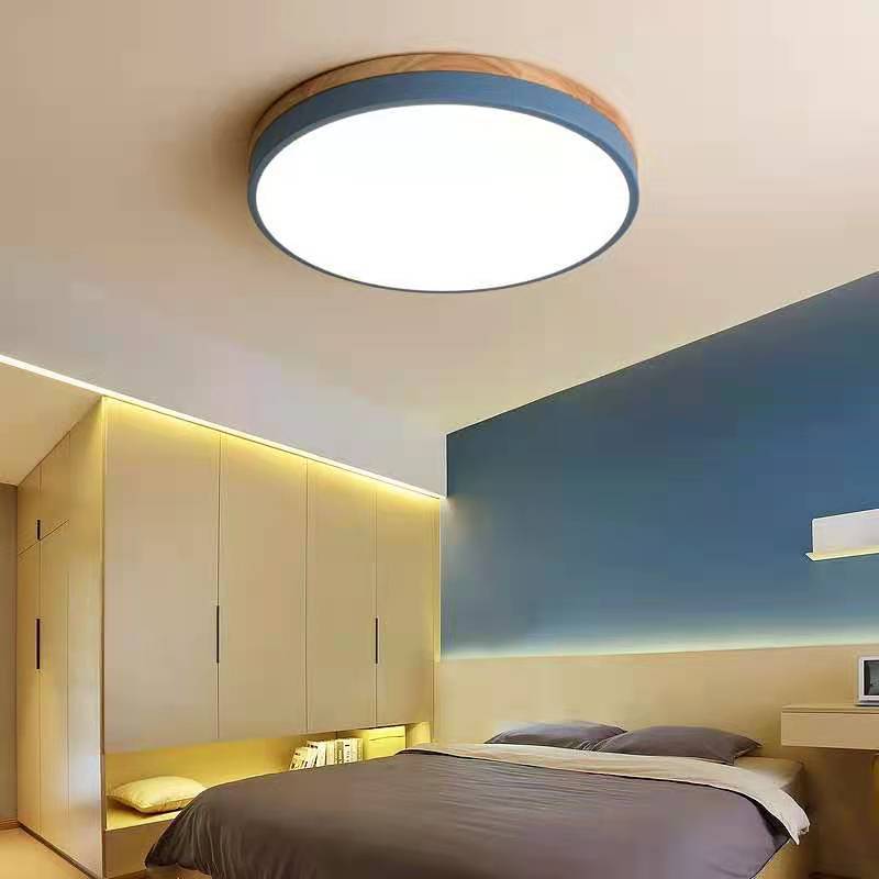 Wooden Round Flush Mount Ceiling Light with LED for Home Décor and Illumination 10