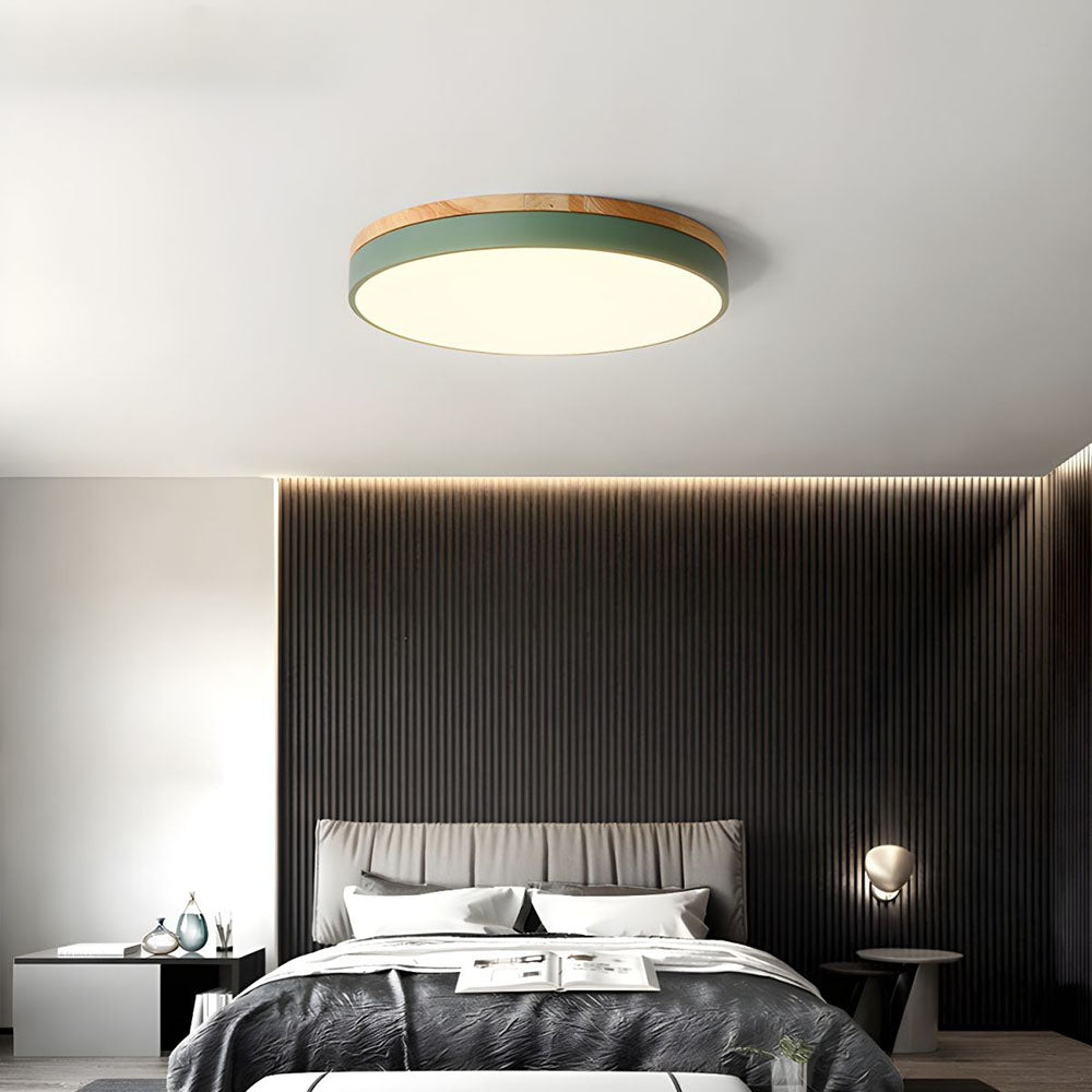 Wooden Round Flush Mount Ceiling Light with LED for Home Décor and Illumination 11