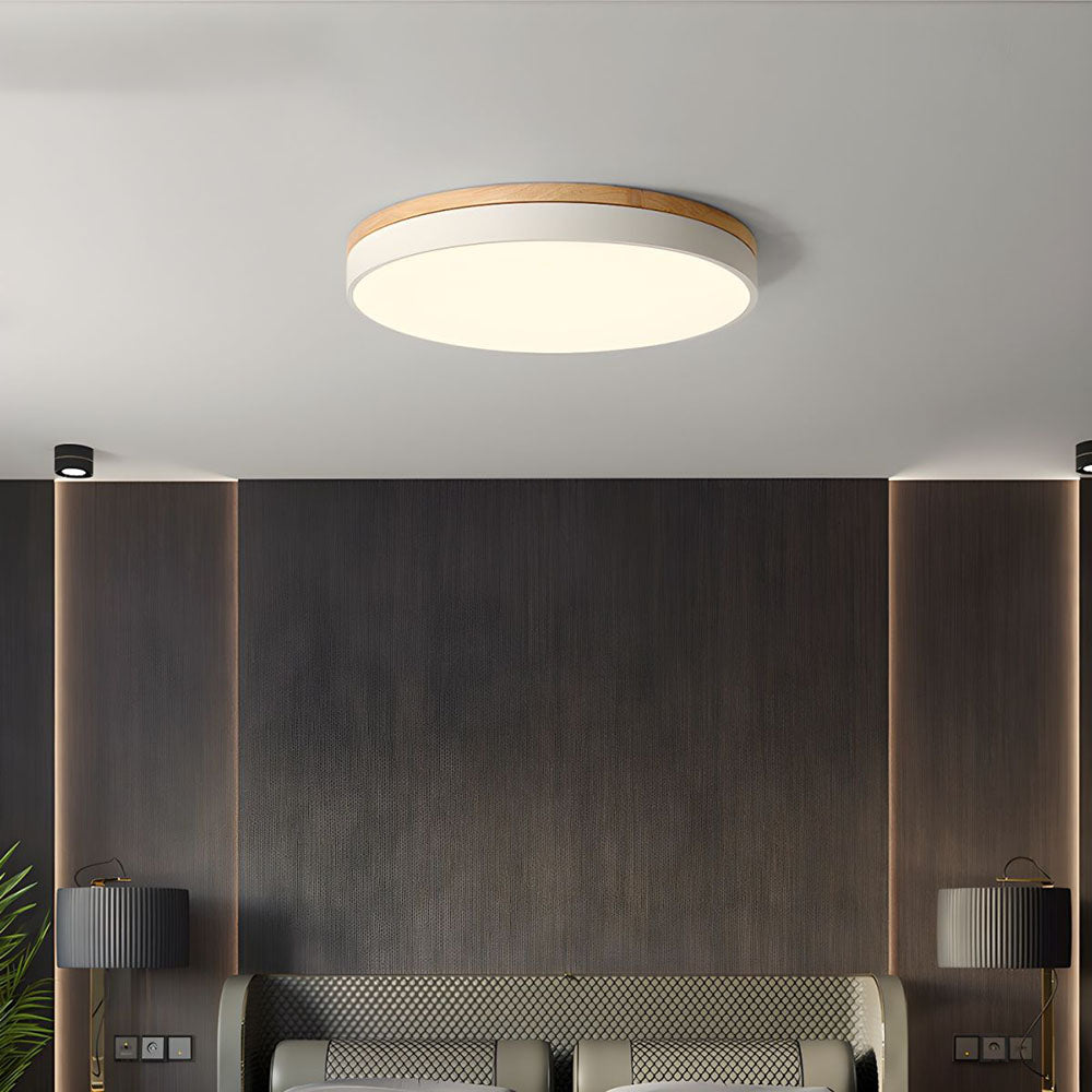 Wooden Round Flush Mount Ceiling Light with LED for Home Décor and Illumination 12