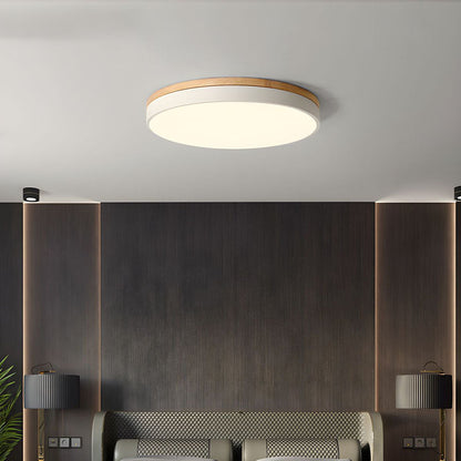 Wooden Round Flush Mount Ceiling Light with LED for Home Décor and Illumination 12