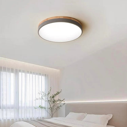 Wooden Round Flush Mount Ceiling Light with LED for Home Décor and Illumination 2