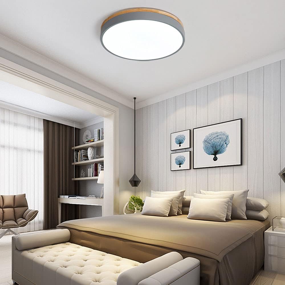 Wooden Round Flush Mount Ceiling Light with LED for Home Décor and Illumination 3