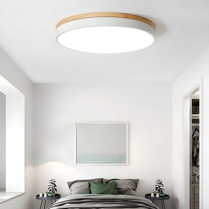 Wooden Round Flush Mount Ceiling Light with LED for Home Décor and Illumination 5
