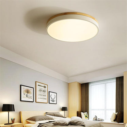 Wooden Round Flush Mount Ceiling Light with LED for Home Décor and Illumination 6