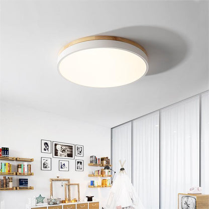 Wooden Round Flush Mount Ceiling Light with LED for Home Décor and Illumination 7
