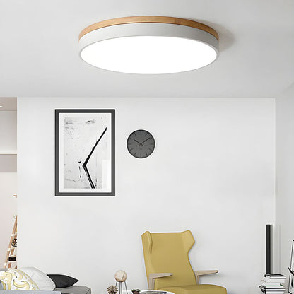 Wooden Round Flush Mount Ceiling Light with LED for Home Décor and Illumination 8