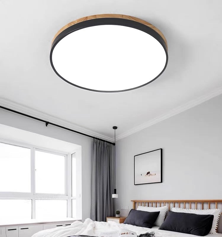 Wooden Round Flush Mount Ceiling Light with LED for Home Décor and Illumination 9
