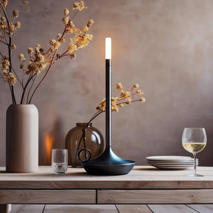 Wick LED Candle Table Lamp with Touch Control & USB Rechargeable Design